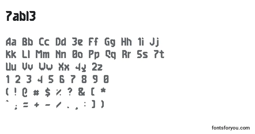 Czcionka 7abl3 – alfabet, cyfry, specjalne znaki
