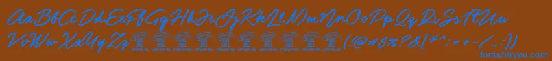 GuldscriptPersonaluseonly-Schriftart – Blaue Schriften auf braunem Hintergrund