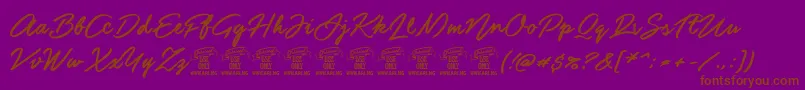 GuldscriptPersonaluseonly Font – Brown Fonts on Purple Background