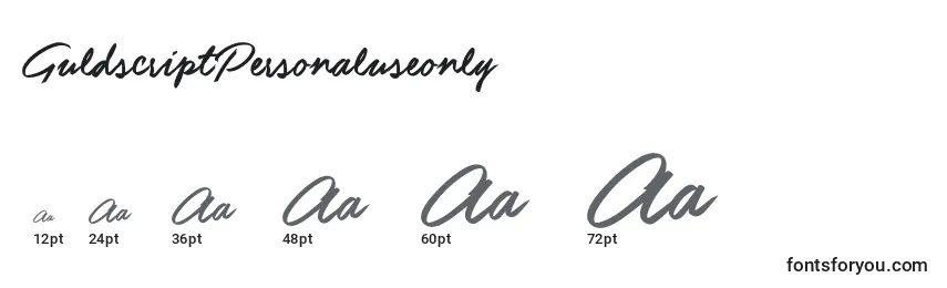 GuldscriptPersonaluseonly Font Sizes