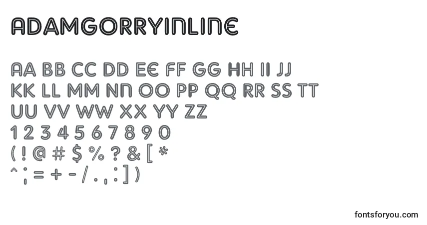 Czcionka AdamGorryInline – alfabet, cyfry, specjalne znaki