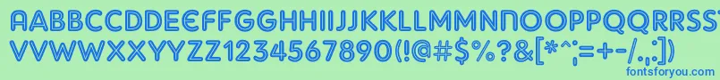 フォントAdamGorryInline – 青い文字は緑の背景です。