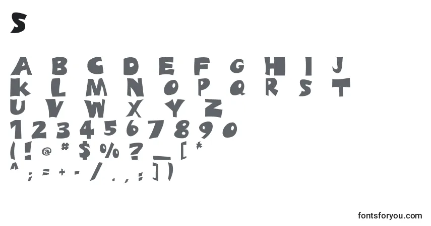 A fonte Spotts – alfabeto, números, caracteres especiais