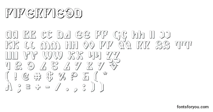 Шрифт PiperPie3D – алфавит, цифры, специальные символы
