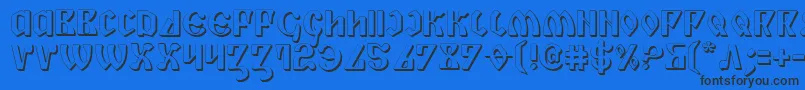 PiperPie3D-Schriftart – Schwarze Schriften auf blauem Hintergrund