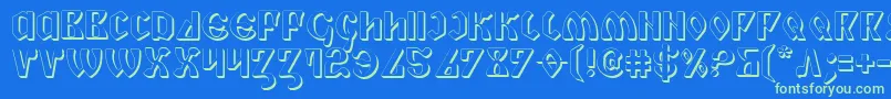 PiperPie3D-Schriftart – Grüne Schriften auf blauem Hintergrund