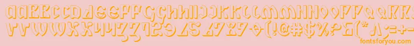 PiperPie3D-Schriftart – Orangefarbene Schriften auf rosa Hintergrund