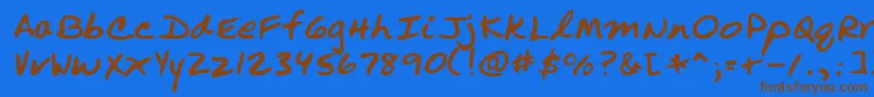 フォントLehn251 – 茶色の文字が青い背景にあります。