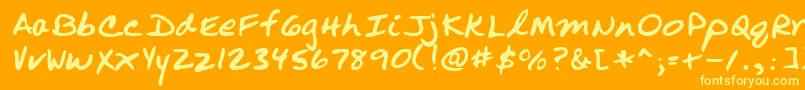 Lehn251-Schriftart – Gelbe Schriften auf orangefarbenem Hintergrund