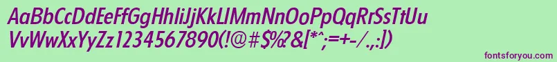 FloridaserialMediumItalic Font – Purple Fonts on Green Background