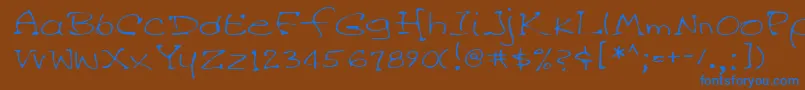 Lehn045 Font – Blue Fonts on Brown Background