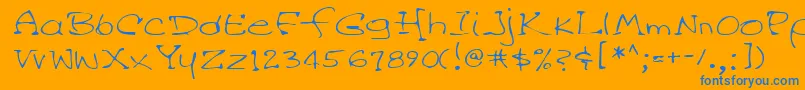 Lehn045 Font – Blue Fonts on Orange Background