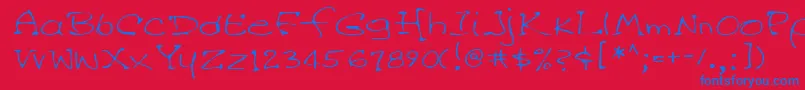 Lehn045 Font – Blue Fonts on Red Background