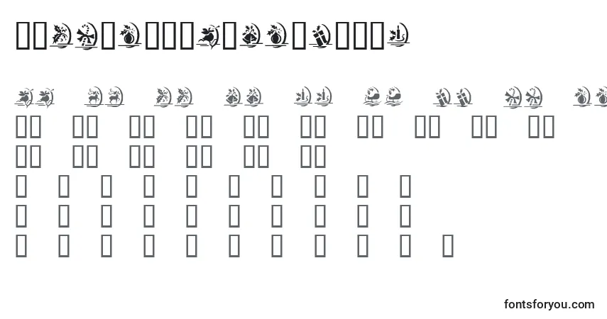 Czcionka KrChristmasDingsOne – alfabet, cyfry, specjalne znaki