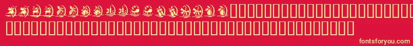 Fonte KrChristmasDingsOne – fontes amarelas em um fundo vermelho