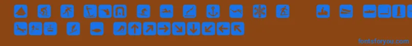 Signpixtwo-Schriftart – Blaue Schriften auf braunem Hintergrund