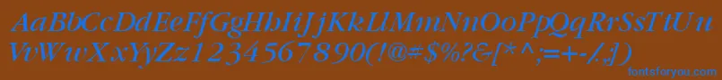 Шрифт GaramondbooksskItalic – синие шрифты на коричневом фоне