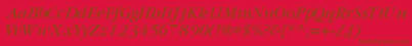 Czcionka GaramondbooksskItalic – brązowe czcionki na czerwonym tle