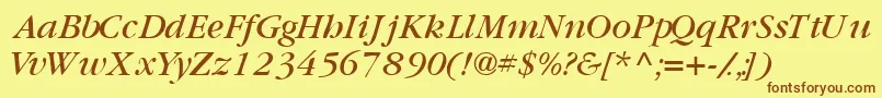 GaramondbooksskItalic Font – Brown Fonts on Yellow Background