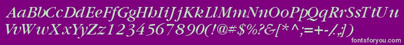 GaramondbooksskItalic Font – Green Fonts on Purple Background
