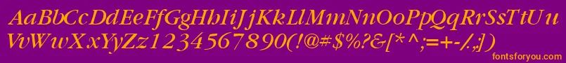 GaramondbooksskItalic Font – Orange Fonts on Purple Background
