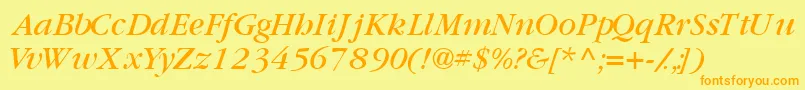 GaramondbooksskItalic Font – Orange Fonts on Yellow Background