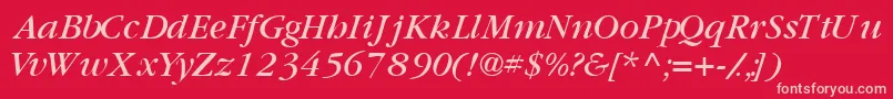 GaramondbooksskItalic Font – Pink Fonts on Red Background