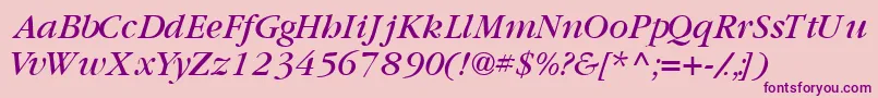 GaramondbooksskItalic Font – Purple Fonts on Pink Background