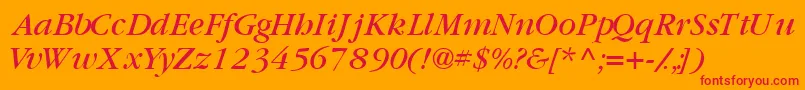 GaramondbooksskItalic Font – Red Fonts on Orange Background