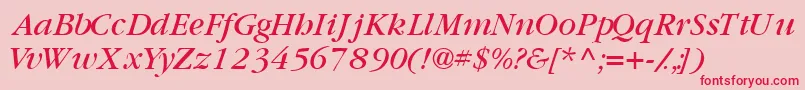 GaramondbooksskItalic Font – Red Fonts on Pink Background