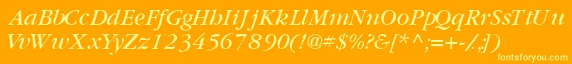 GaramondbooksskItalic Font – Yellow Fonts on Orange Background