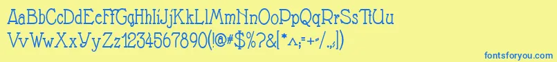 フォントNathan – 青い文字が黄色の背景にあります。