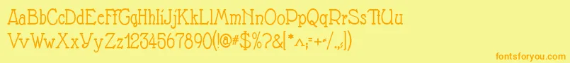 フォントNathan – オレンジの文字が黄色の背景にあります。