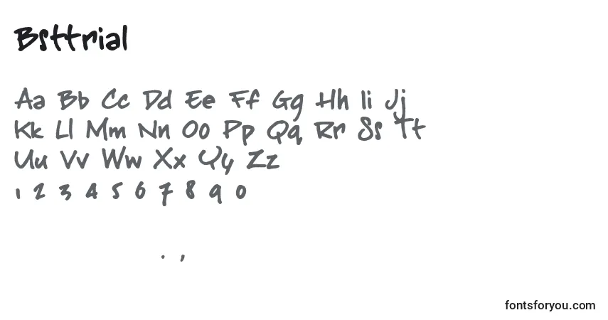 Schriftart Bsttrial – Alphabet, Zahlen, spezielle Symbole