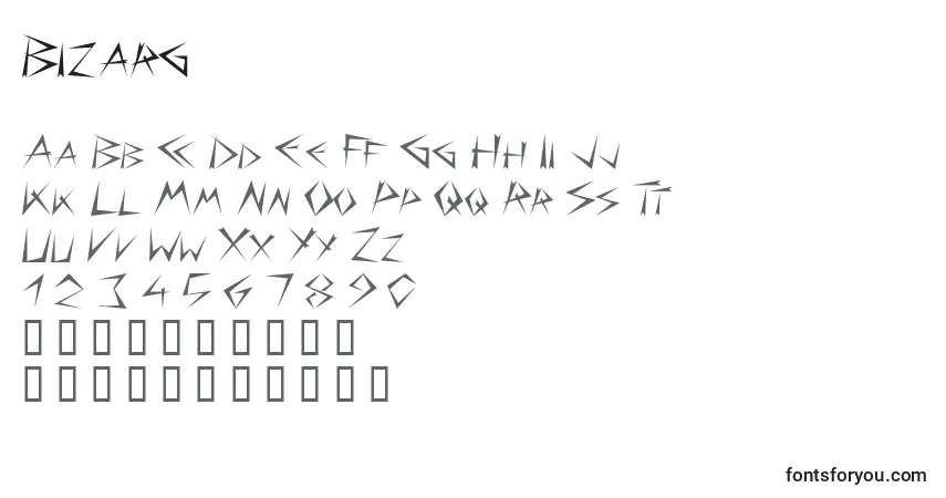 Schriftart Bizarg – Alphabet, Zahlen, spezielle Symbole