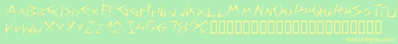フォントBizarg – 黄色の文字が緑の背景にあります