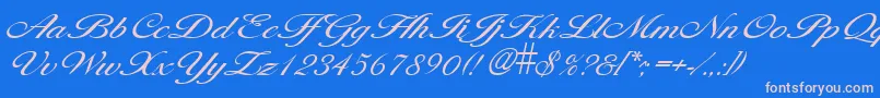 LarisimalightRegular-fontti – vaaleanpunaiset fontit sinisellä taustalla