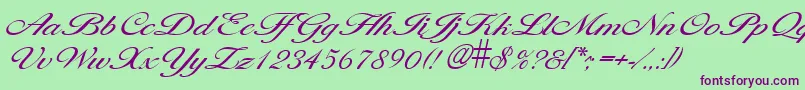 Czcionka LarisimalightRegular – fioletowe czcionki na zielonym tle