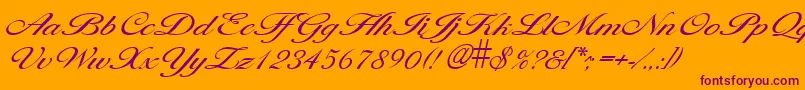 LarisimalightRegular-Schriftart – Violette Schriften auf orangefarbenem Hintergrund