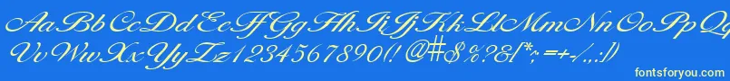 LarisimalightRegular-fontti – keltaiset fontit sinisellä taustalla