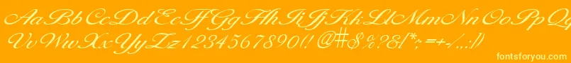 LarisimalightRegular-Schriftart – Gelbe Schriften auf orangefarbenem Hintergrund