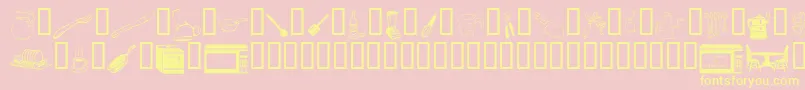 LcrKitchenDings-Schriftart – Gelbe Schriften auf rosa Hintergrund