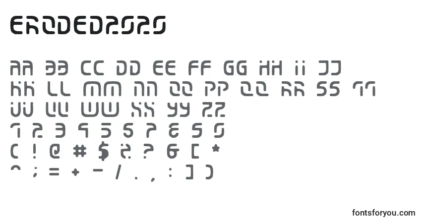 A fonte Eroded2020 – alfabeto, números, caracteres especiais
