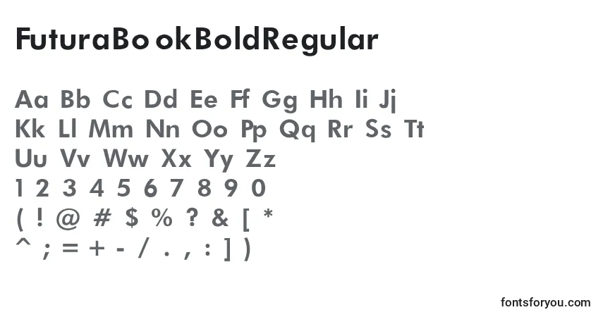 A fonte FuturaBookBoldRegular – alfabeto, números, caracteres especiais