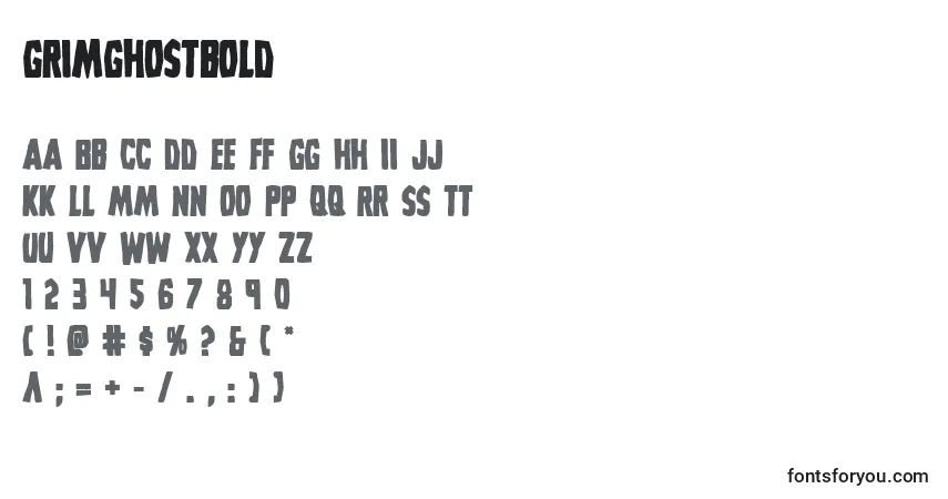 Шрифт Grimghostbold – алфавит, цифры, специальные символы