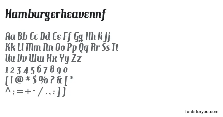 Schriftart Hamburgerheavennf – Alphabet, Zahlen, spezielle Symbole