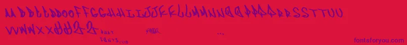 Advent-Schriftart – Violette Schriften auf rotem Hintergrund