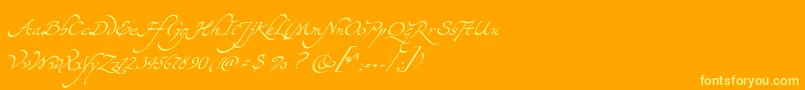 Yevida-Schriftart – Gelbe Schriften auf orangefarbenem Hintergrund