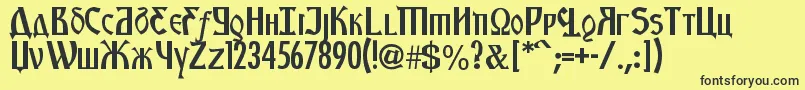 フォントKremlinStarets – 黒い文字の黄色い背景
