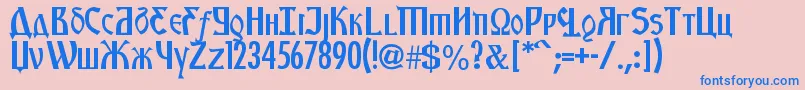 フォントKremlinStarets – ピンクの背景に青い文字